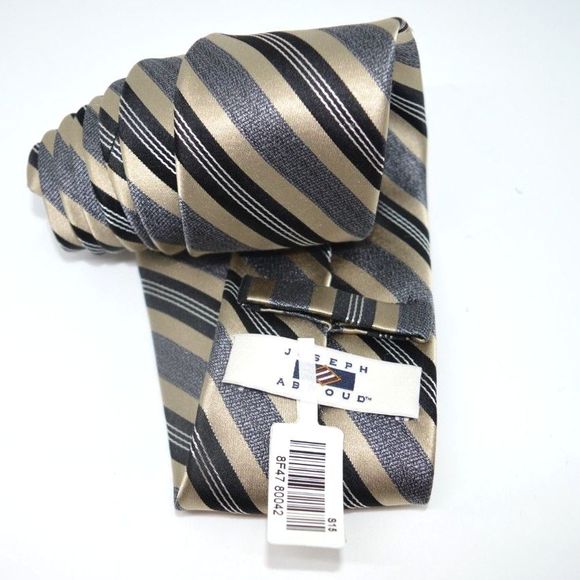 NWT Joseph Abboud Striped Brown Black Necktie Tie 100% Silk - Picture 6 of 8